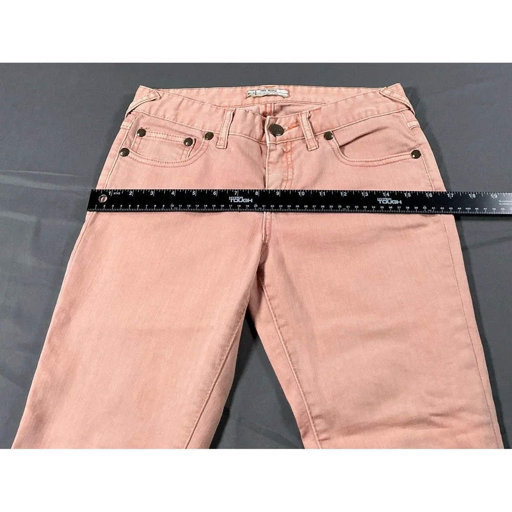 Free People Skinny Jeans Peach Coral Salmon‎ Ankle Zip Low Rise W26 OB15125